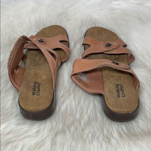 Walking Cradles Tan Leather Mules Wide Width‎ Sz 9 - Picture 3 of 6